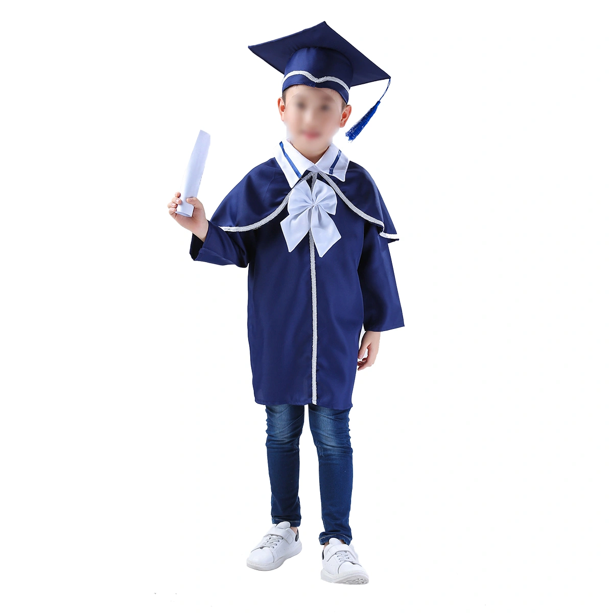 Children's Graduation Gown and Doctoral and Gown - 140cm(Navy Blue)