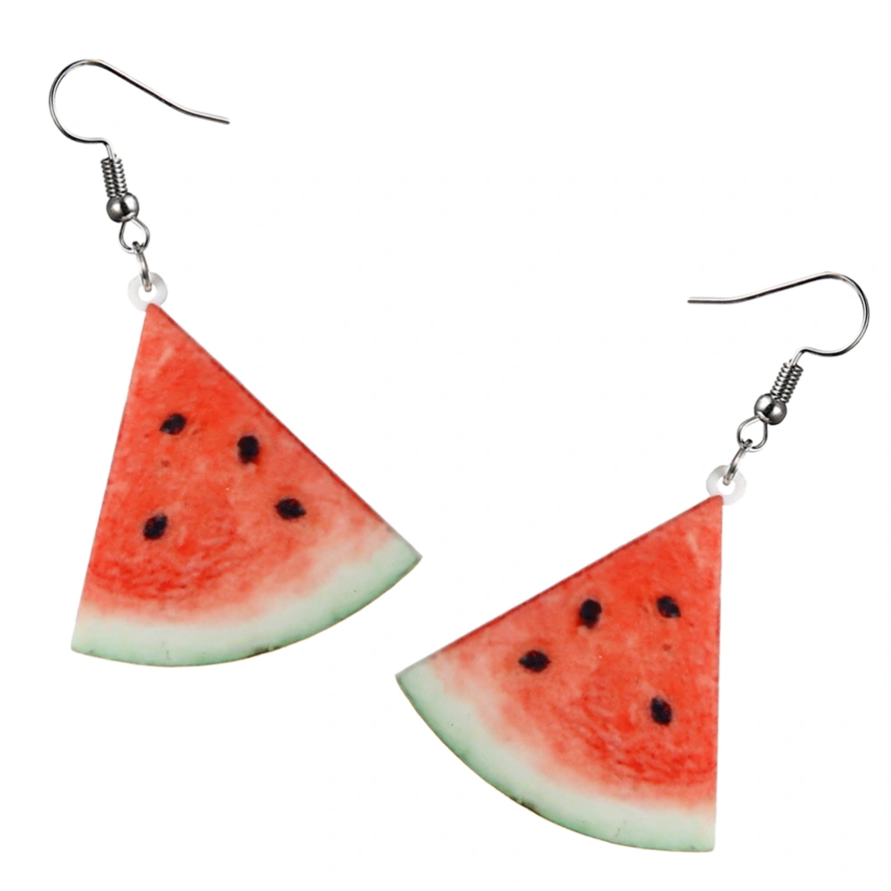 1 Pair of Creative Fruit Shaped Earrings Fashion Ear Dangle Delicate Women Dangler Ear Jewelry Red (Watermelon)