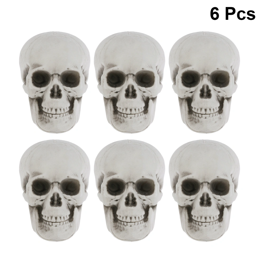 6pcs Halloween Artificial Skull Scared Skull Ornament Ghost House Props Party Supplies (7)