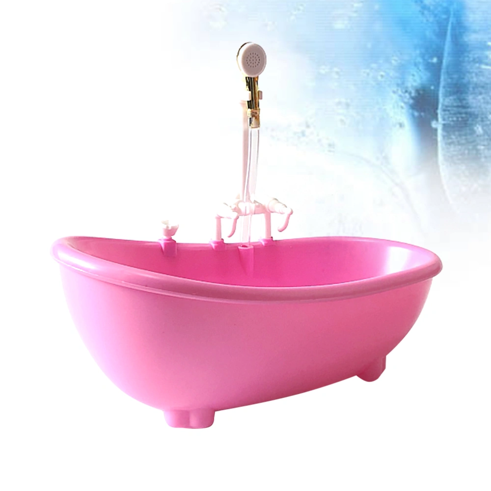 Electric Water Spraying Bathtub Swimming Pool with Sprayer without Battery for Doll (Pink)