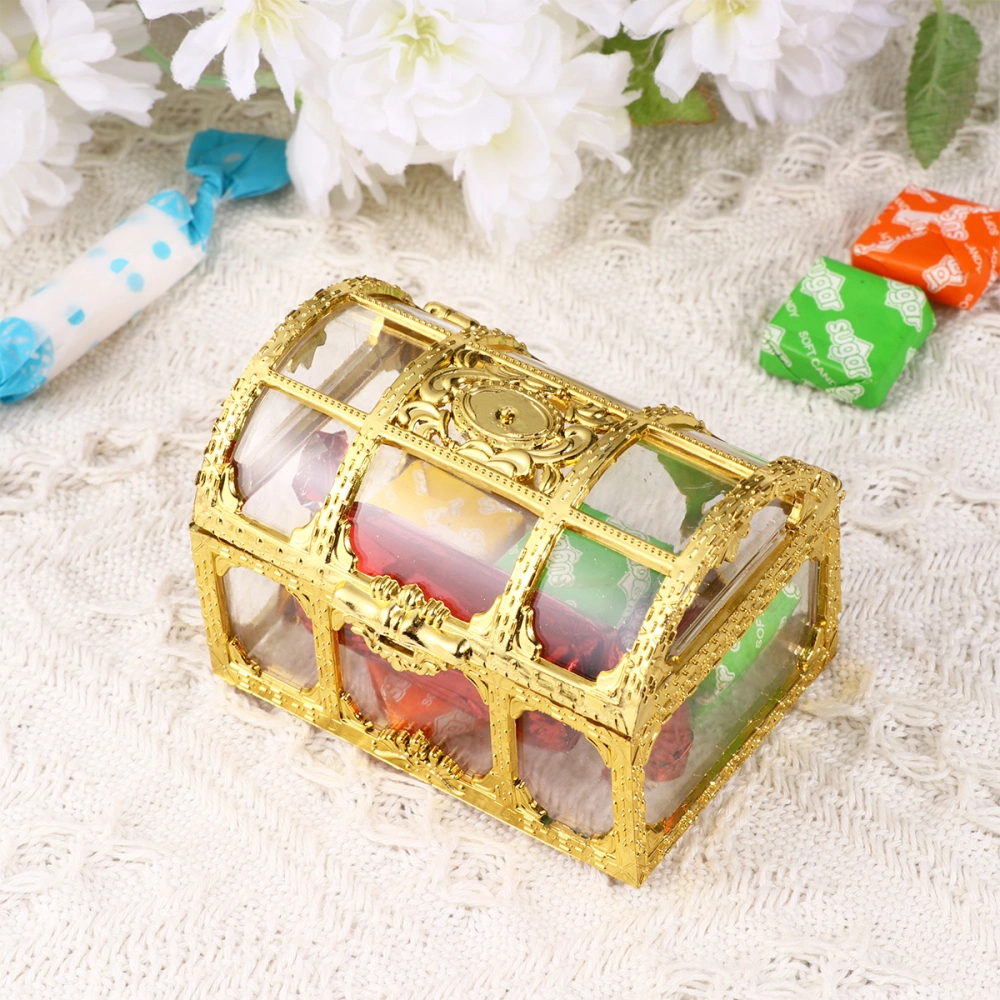 10pcs Creative Candy Box Treasure Chest Shape Sugar Containers Holder Gift Storage Case Party Supplies for Wedding (Golden)