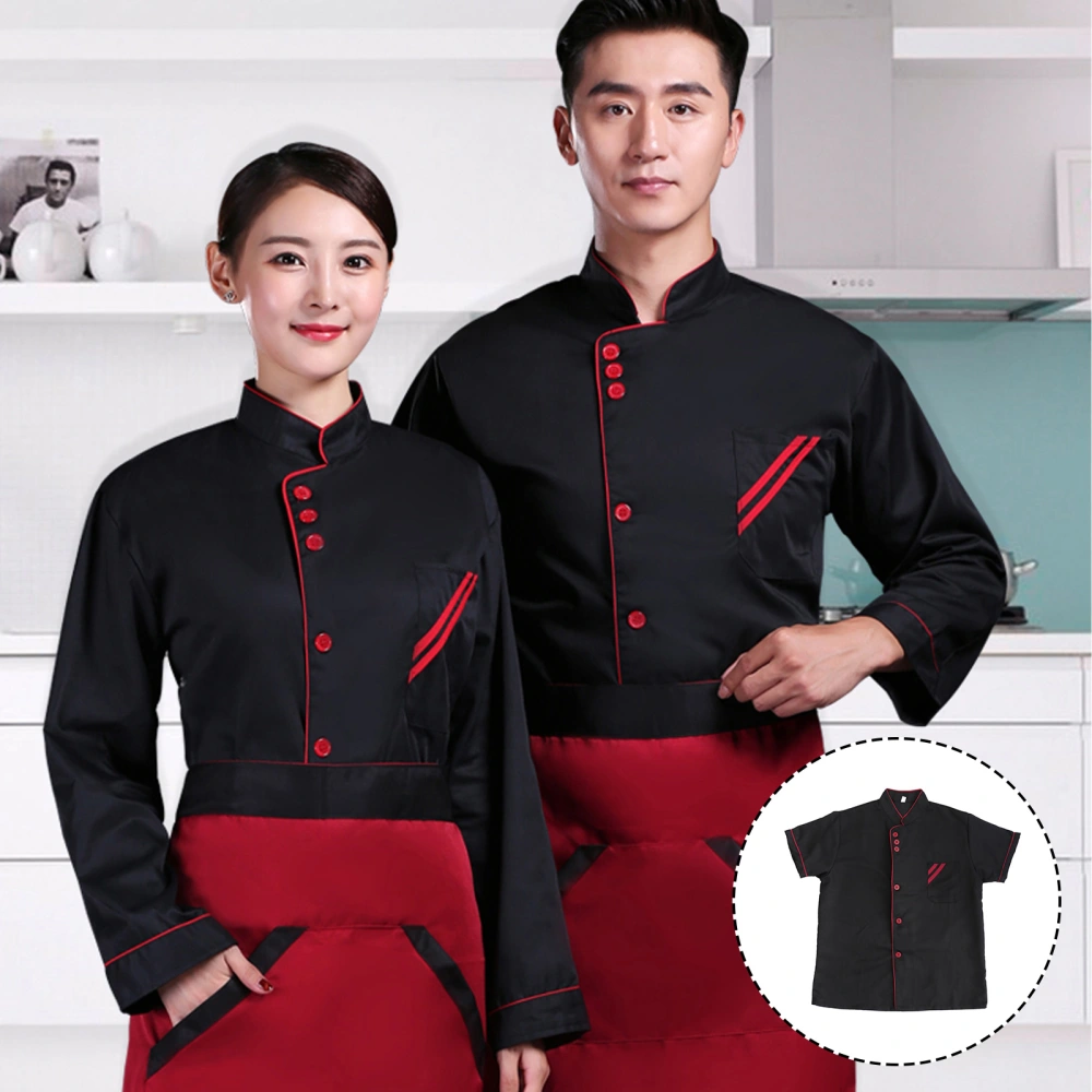 Unisex Short Sleeve Chef Uniform Basical Chef Catering Shirt for Bakery Food Service Restaurant Size XL (Black)