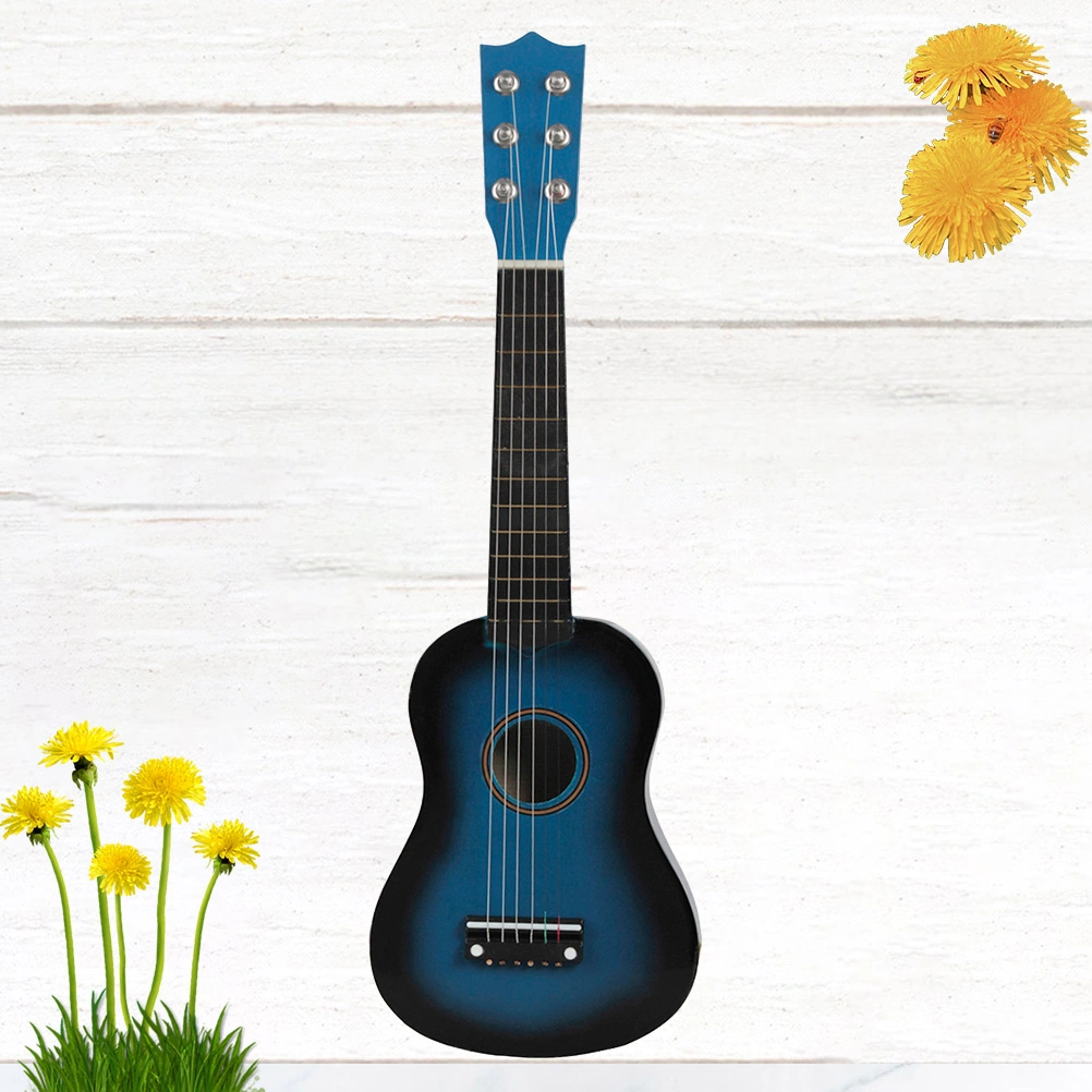 21 Inch Folk Acoustic Guitar Beginner Music Instrument 6-String Guitar for Home School Kids Music Class Supplies (Blue)