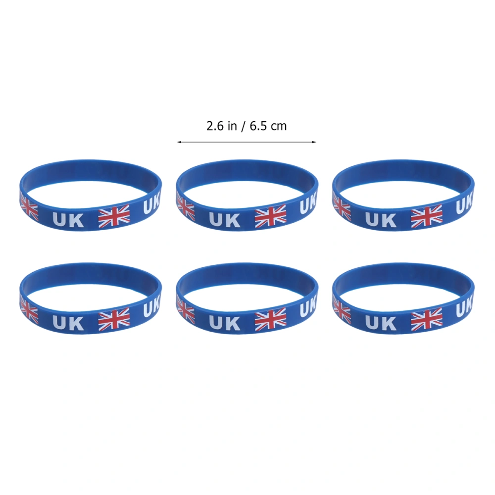 10 Pcs Flag Printed Country Silicone Wristband Fashion Sports Bracelet Hand Ring  Wristband for Sports Game Football Match(UK)