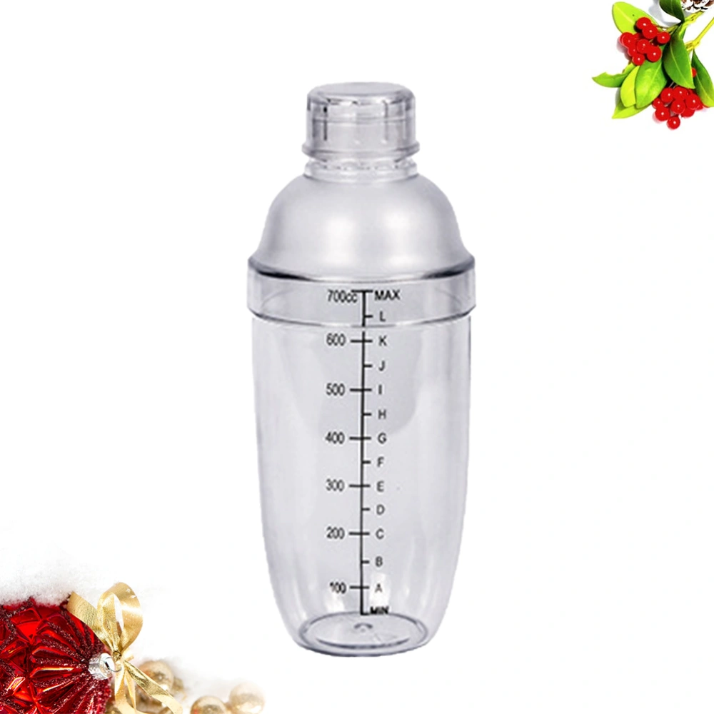 700ml Hand Shake Cup Cocktail Shaker Transparent Mixer Cup Clear Bar Shaker Wine Milk Tea Shaker Cup with Scale (White)