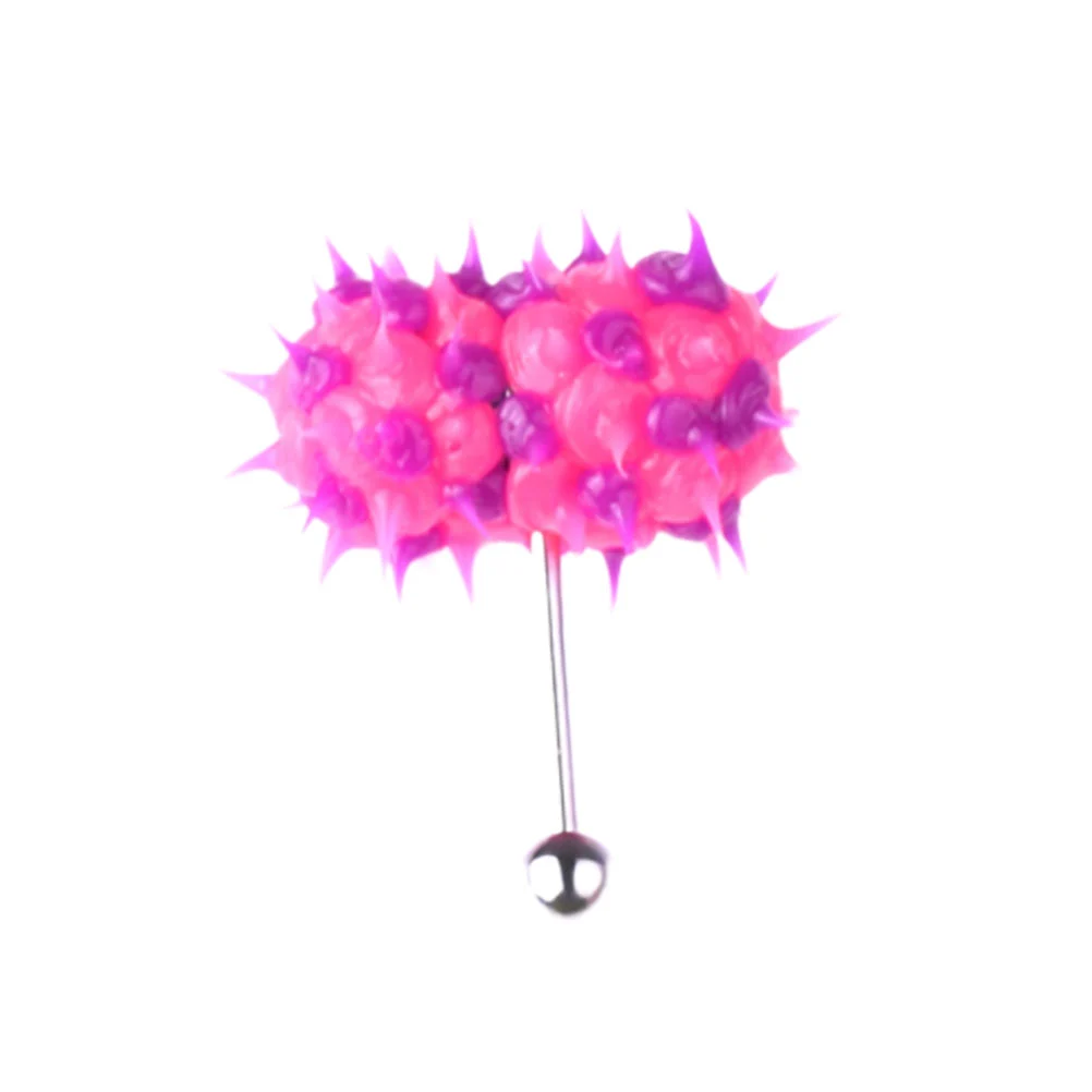 Creative Stainless Steel Vibration Tongue Rings Plated Tongue Piercing Rings Piercings Jewelry Accessories (Pink + Purple）