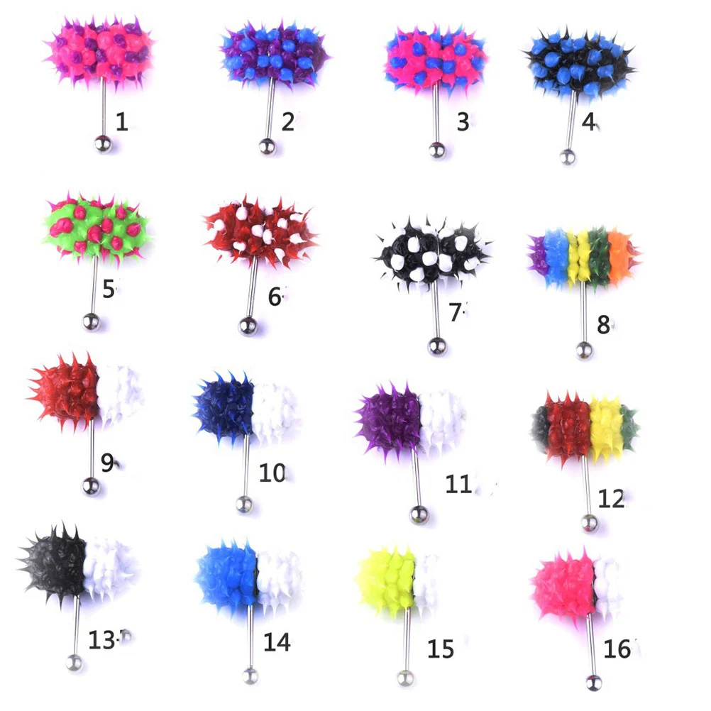 Creative Stainless Steel Vibration Tongue Rings Plated Tongue Piercing Rings Piercings Jewelry Accessories (Pink + Purple）