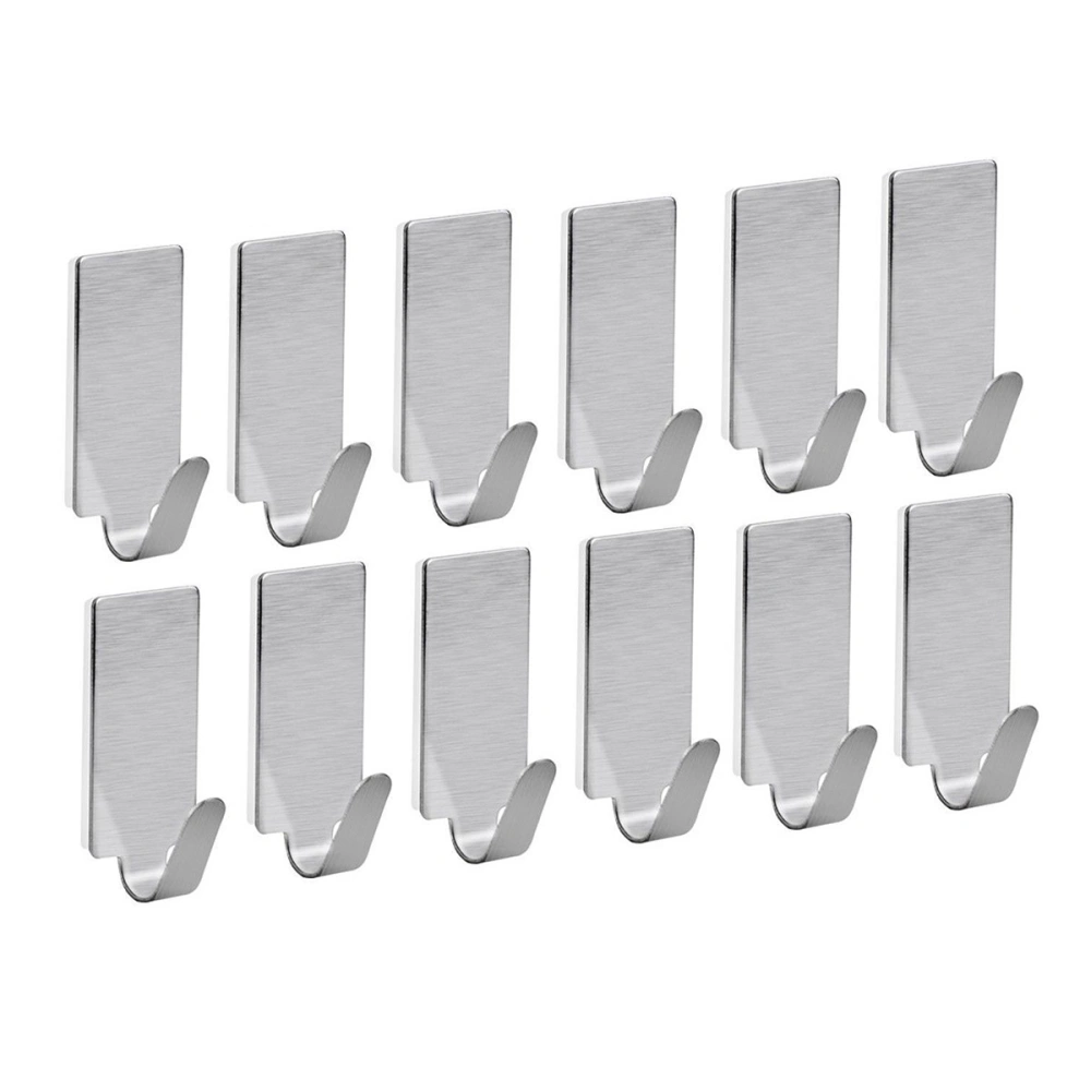 12pcs Adhesive Stainless Steel Towel Hooks Towel Racks Wall Hooks for Kitchen Bathroom