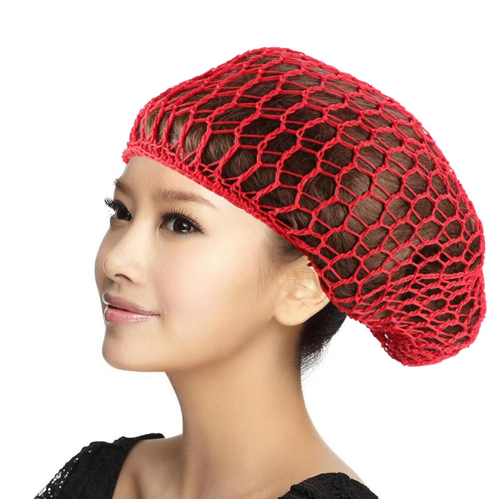 Hair Net Bands Snood Cover Rayon Net Hair Net for Sleeping Crochet Hairnet for Women Lady (Red)