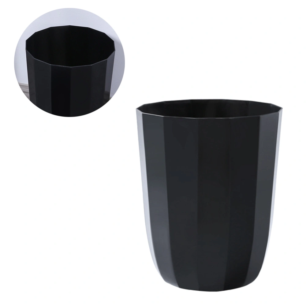 1pc Household Trash Can Open Trash Basket Plastic Basket for Bathroom Bedroom Kitchen (Black)