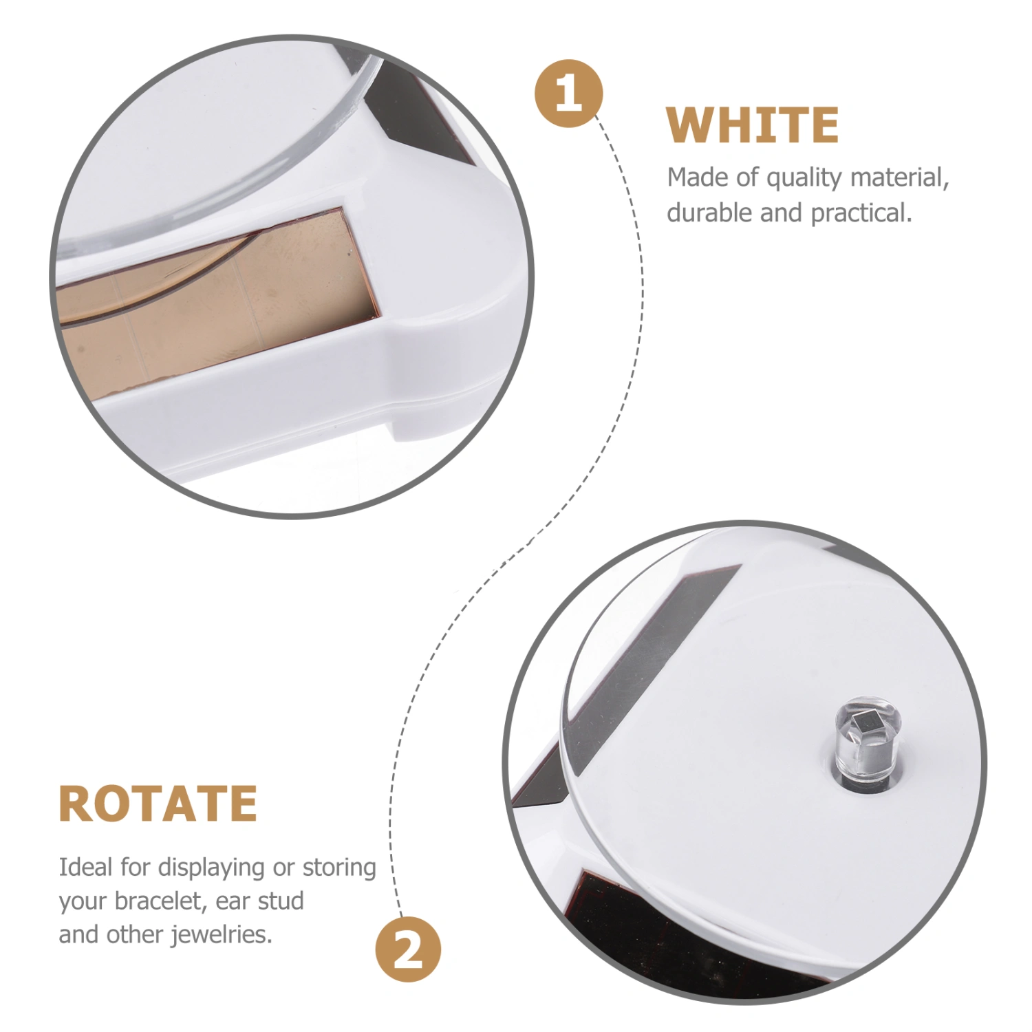 Solar Energy Electric Rotating Display Stand Tray Jewelry Accessories Prop Stand Phone Display Stand No Battery Included(White)