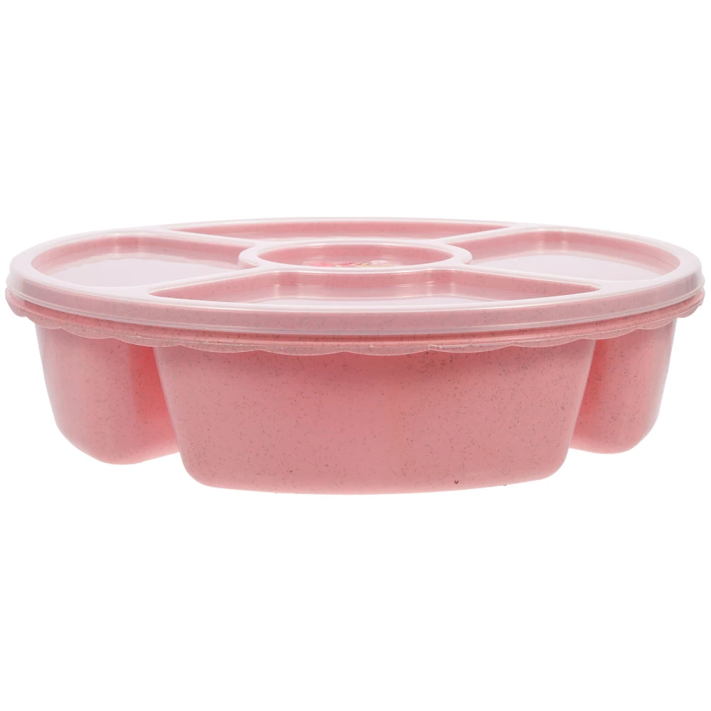 Creative Plastic Multi Sectional Snack Serving Tray Set with Lid for Home (Random Color)