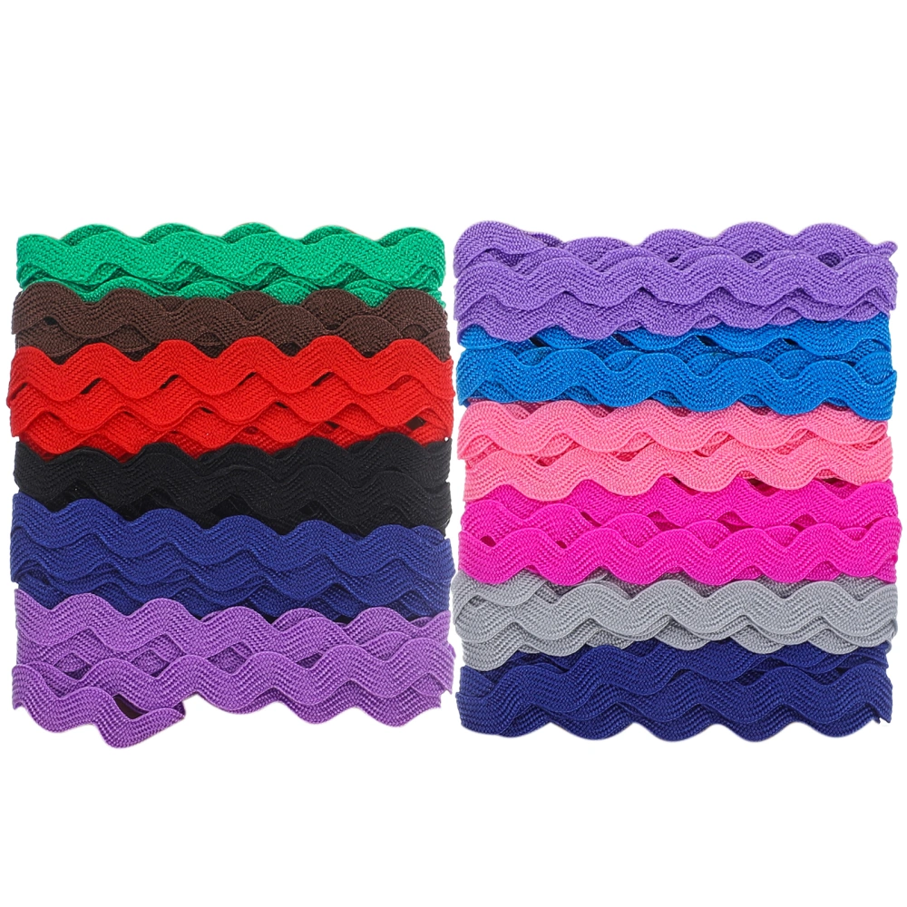 2 Roll 8mm DIY Clothing Accessories Six Colors Row Wavy Ribbon S Shape Fabric Lace for Dress Sarees Blouses Caps Bags Sewing Supplies (Style 3 and 4, 6 Yards)