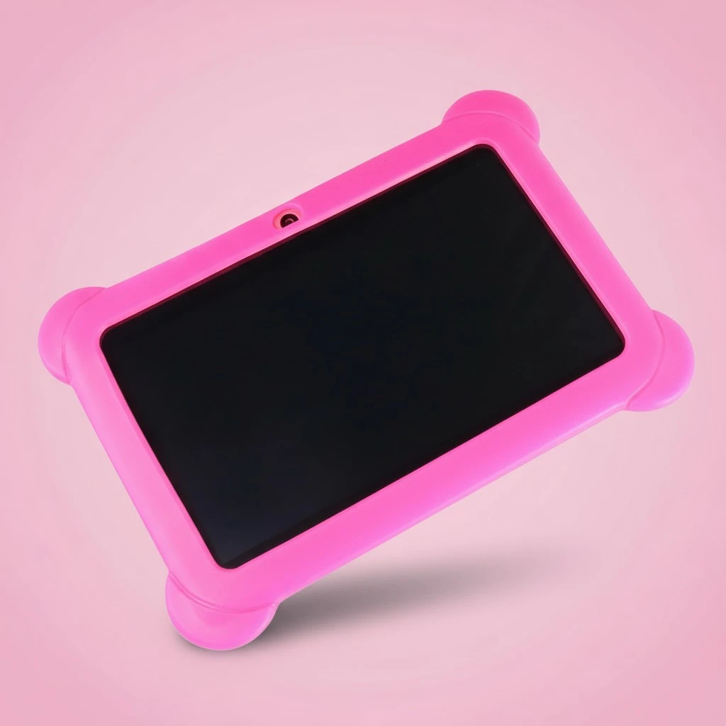 Kids Safe 7" Quad-Core Tablet 512M+8GB WIFI  Dual Cameras Kid-Proof Case with US Plug (Pink)