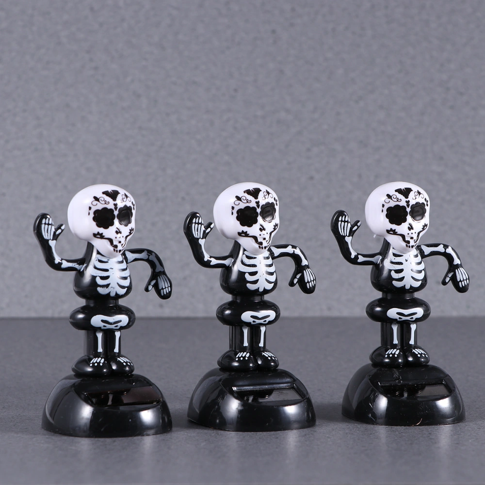 3pcs Halloween Magnetic Ghost Doll Decoration Creative Shaking Head Toy Table Desk Sofa Bedroom Car Ghost Doll Ornament(Black)