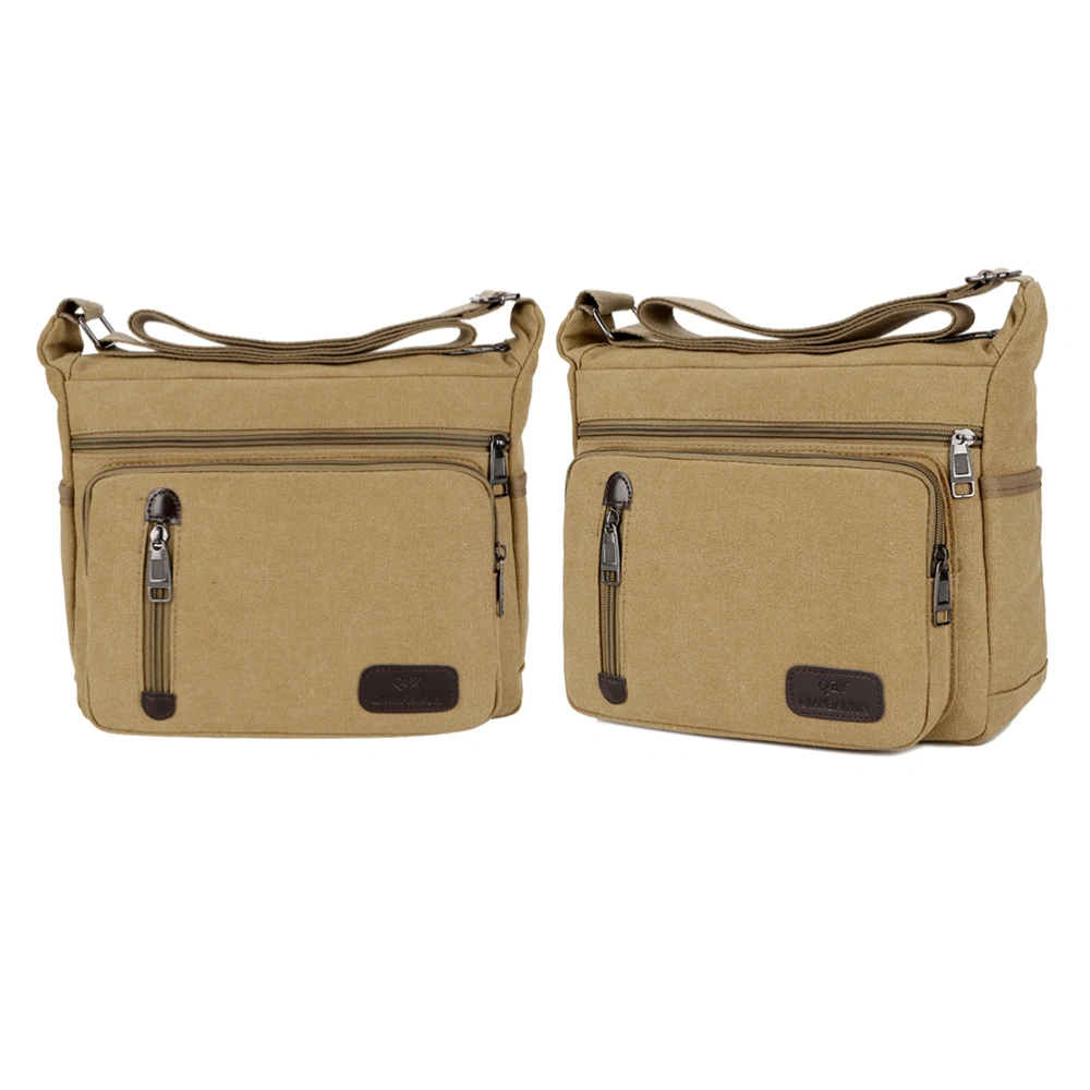 Khaki Brown Mens Canvas Shoulder Messenger Bag Crossbody Satchel Travel Man's Bags