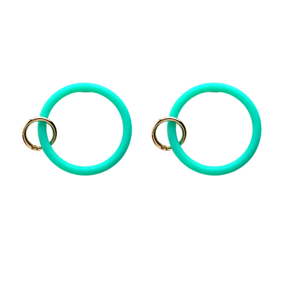 2pcs Silicone Key Ring Bangle Key Chain Wristlet Circle Keychain Holder Keychain Clip for Women Girls (Green)