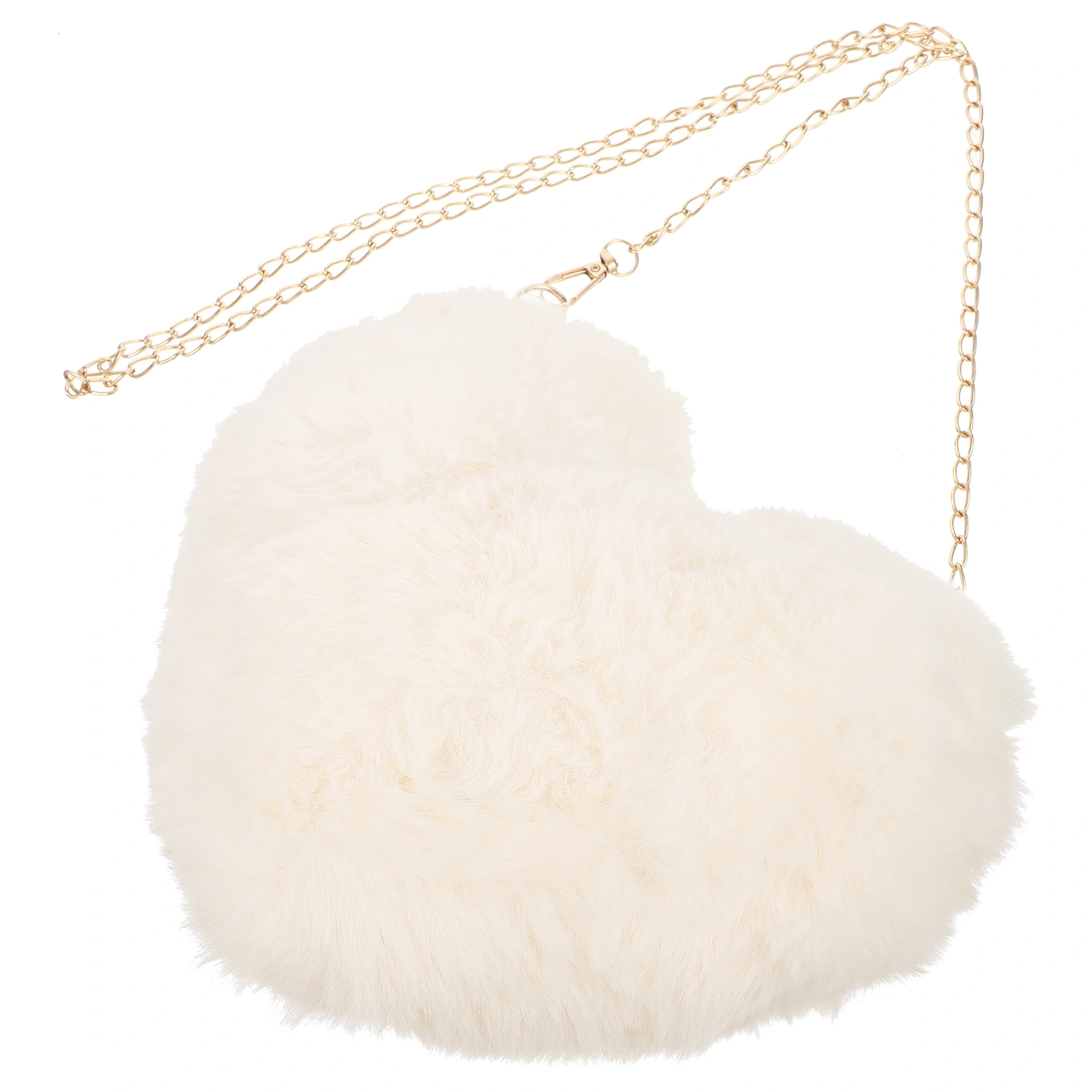 1PC Crossbody Bag with Chain Plush Peach Heart Shape Bag Chain Messenger Bag Stylish Women Shoulder Bag Portable Women Shoulder Bag for Women Lady Use Beige