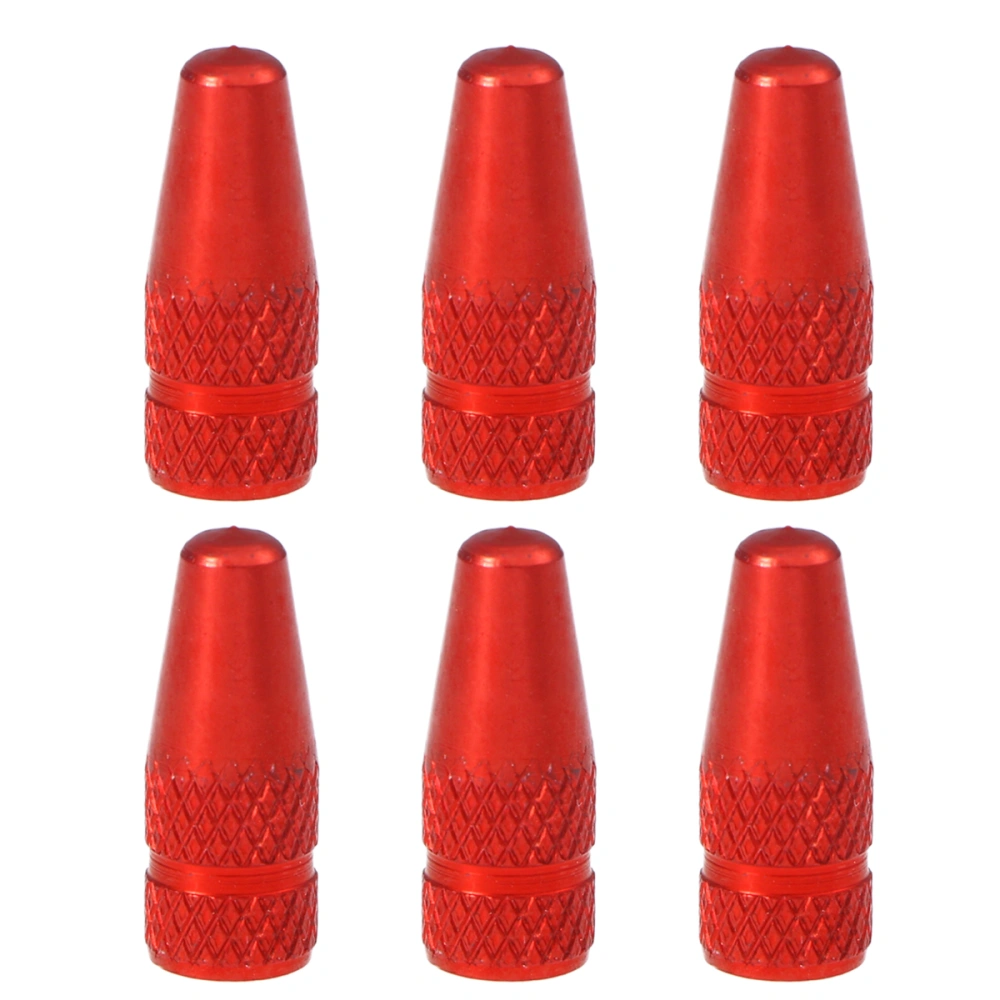 6 Pcs Aluminum Alloy French Caps for MTB Road Bike Mountain Bike Tyre Air Caps Dust Covers (Red)