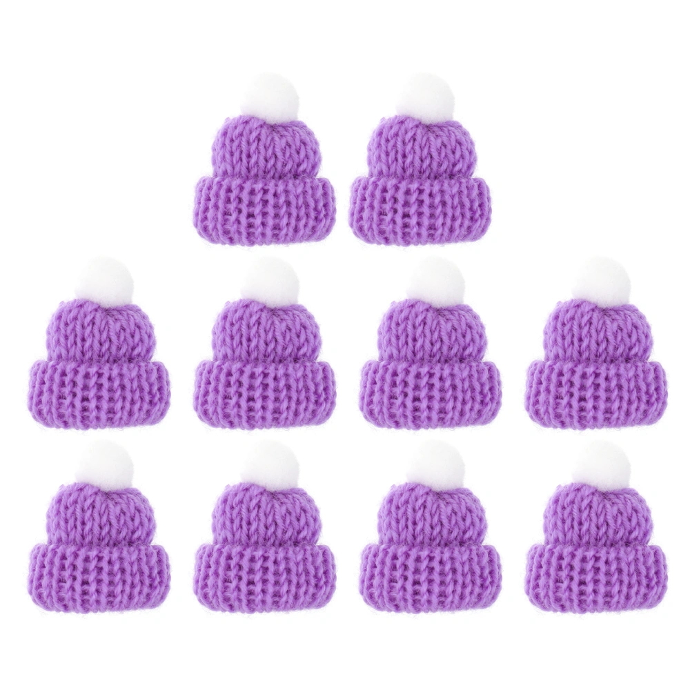 10PCS Knitted Small Christmas Hat Santa Claus Christmas Hats Headdress Party Favors DIY Handmade Accessories (Purple)