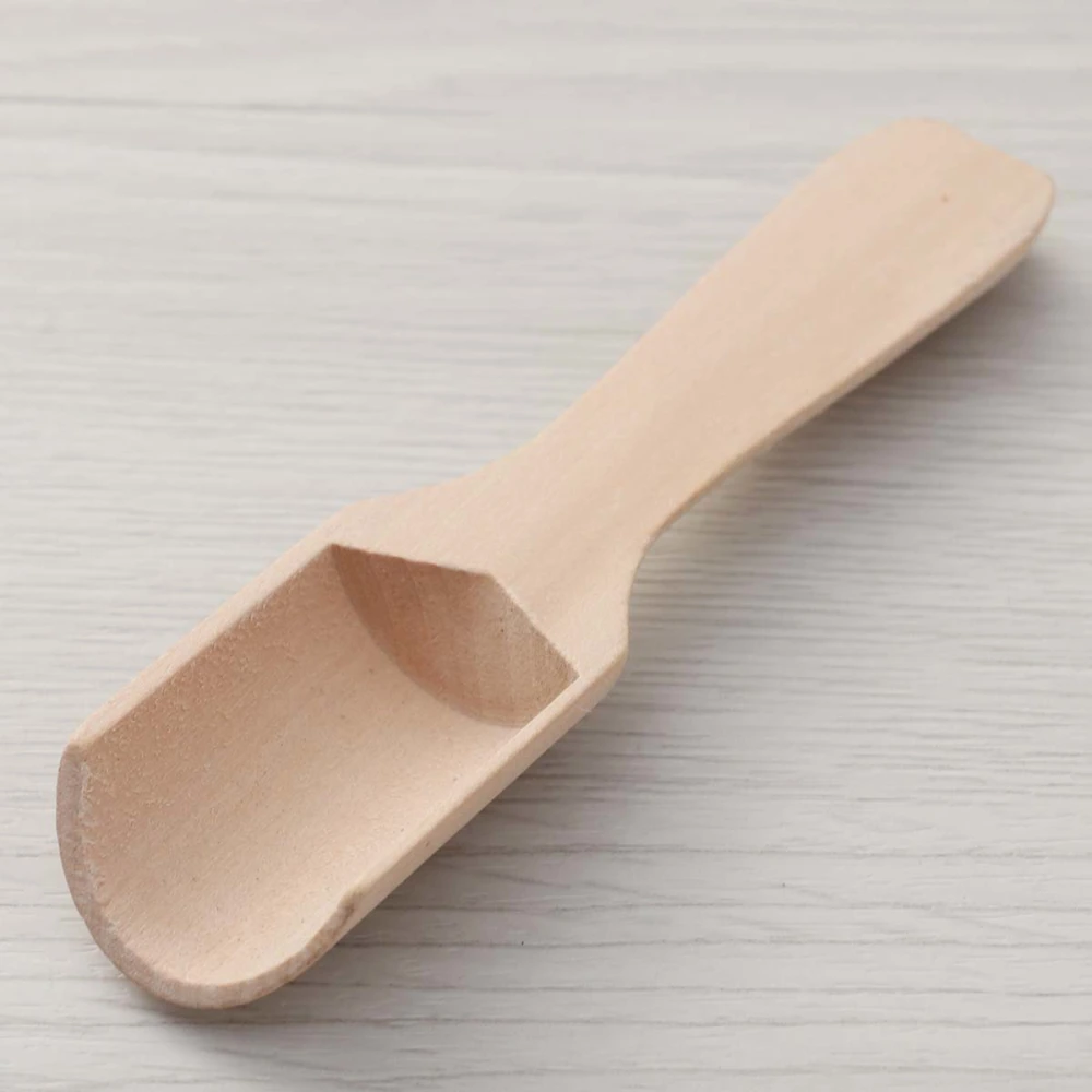 10pcs Small Salt Shovels Flat Handle Scoop Wooden Teaspoon Milk Powder Scoops (2.8x11cm)