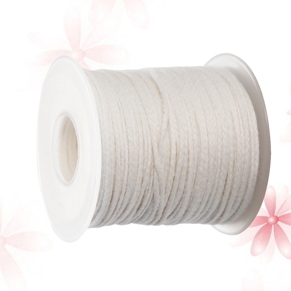 1 Roll 61 Meter Pre Waxed Wicks Candle Making Material DIY Cotton 18 Strands Braided Candle Wick Spool for DIY Candle (White)