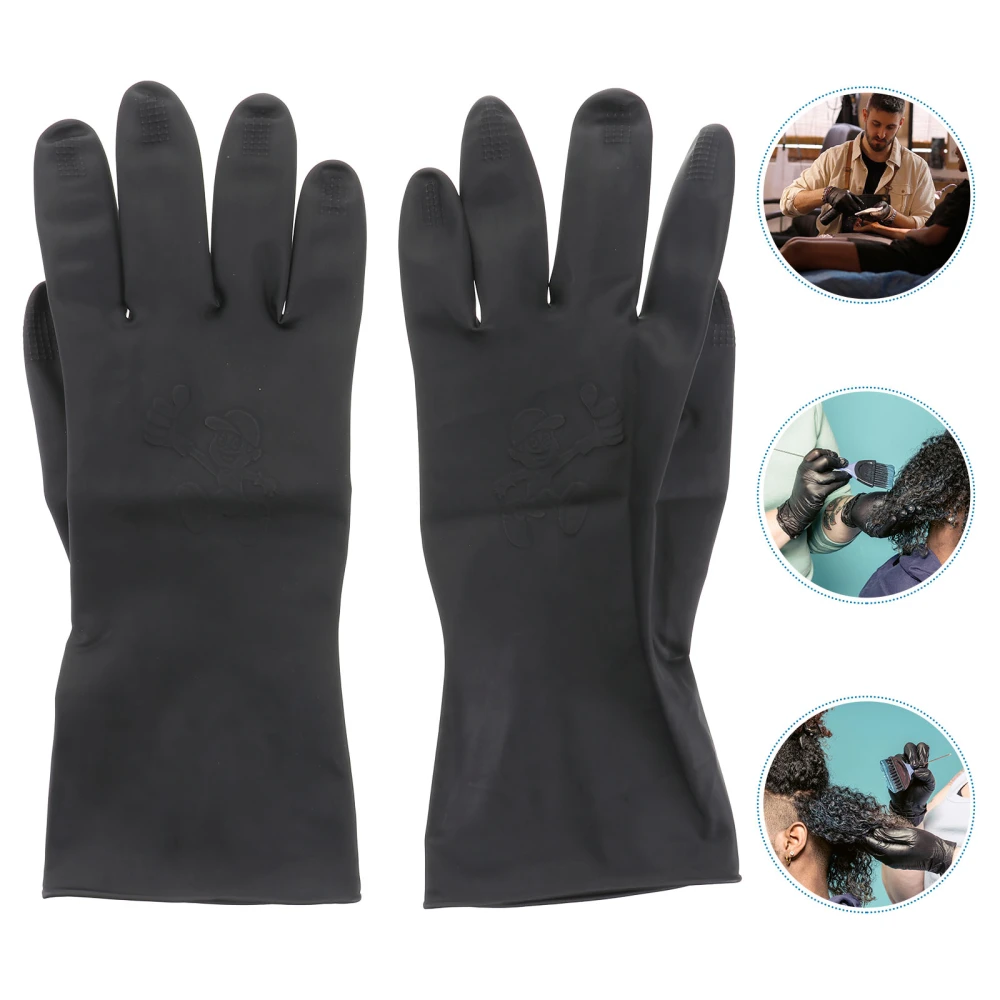 3 Pairs Barber Hair Dye Gloves Anti-slip Waterproof Hand Protectors Hairdressing Supplies Hair Beauty Tools for Women Men - Size S (Black)