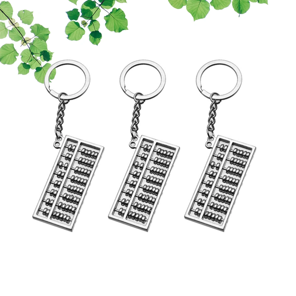 3pcs Eight-row Abacus Keychains Creative Key Holder Stylish Key Ring Key Decoration Small Gift for Men Women (Silver)