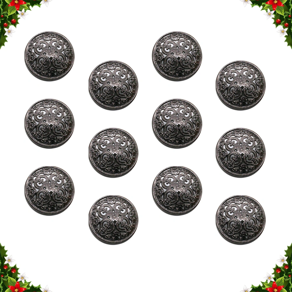 30pcs 20mm Stylish Metal Buckle Hollow-out Button Handcraft Tools Down Button DIY Sewing Buttons for Decor Use (Black)