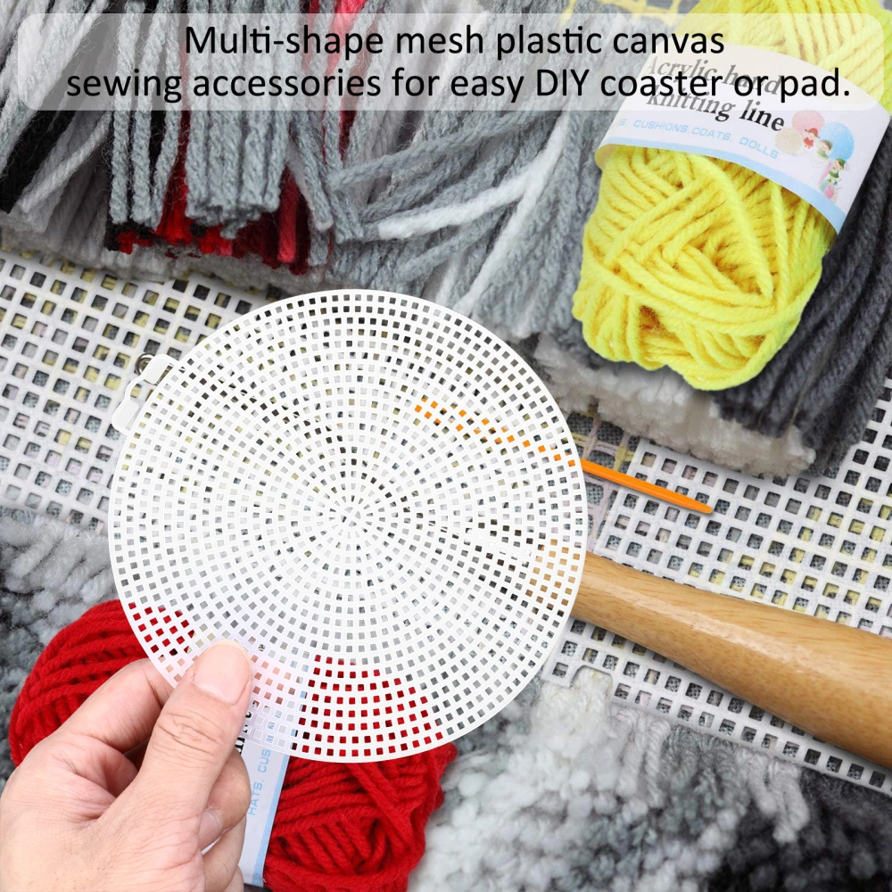 20PCS DIY Round Cross Stitch Plastic Grid Plate 3D Embroidery Mesh Sheet DIY Bag Bottom Liner Board Manual DIY Mesh Piece for DIY Use White Size 14.7cm