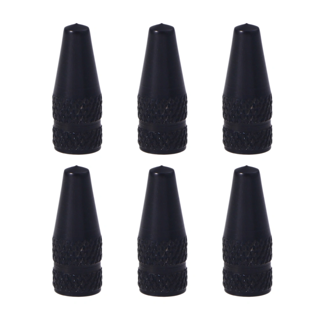 6 Pcs Aluminum Alloy French Caps for MTB Road Bike Mountain Bike Tyre Air Caps Dust Covers (Black)