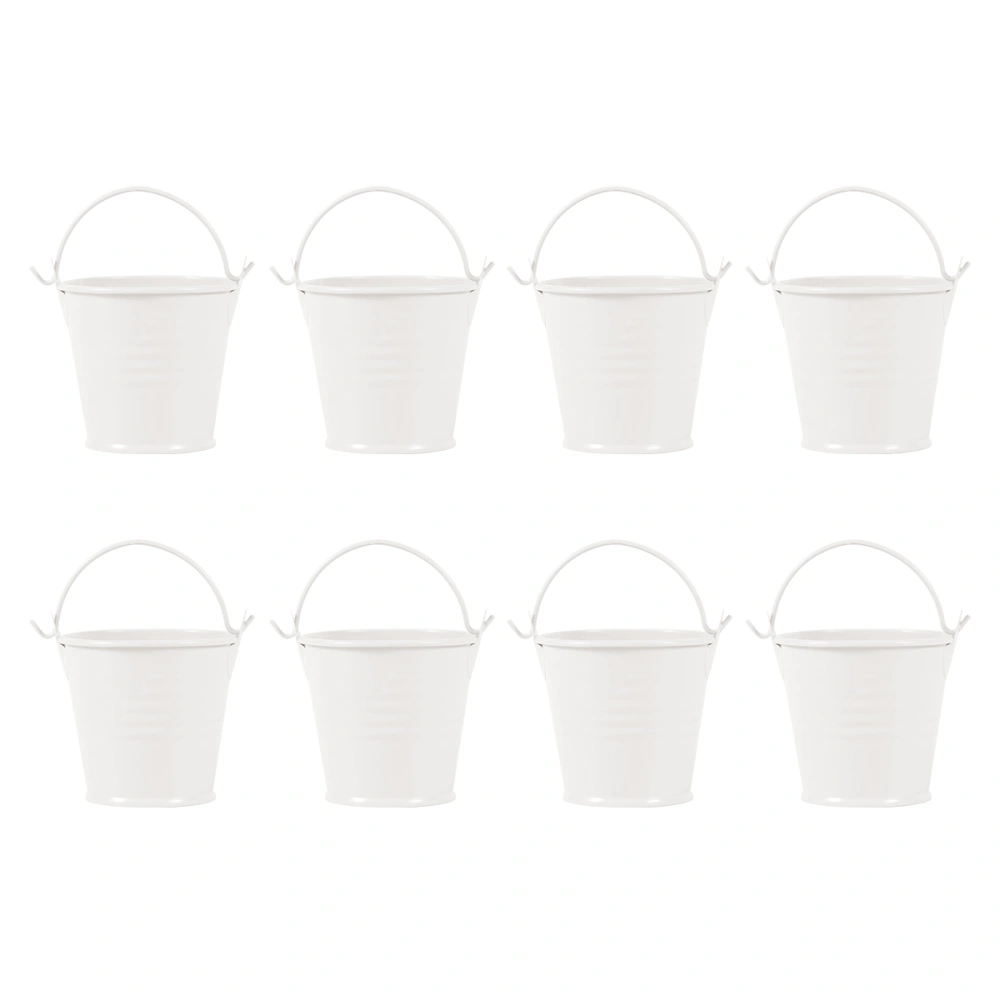 8pcs 8pcs Miniature Tinplate Bucket Small Flower Bucket Tinplate Flower Bucket Mini Plants Bucket for Home (Beige)