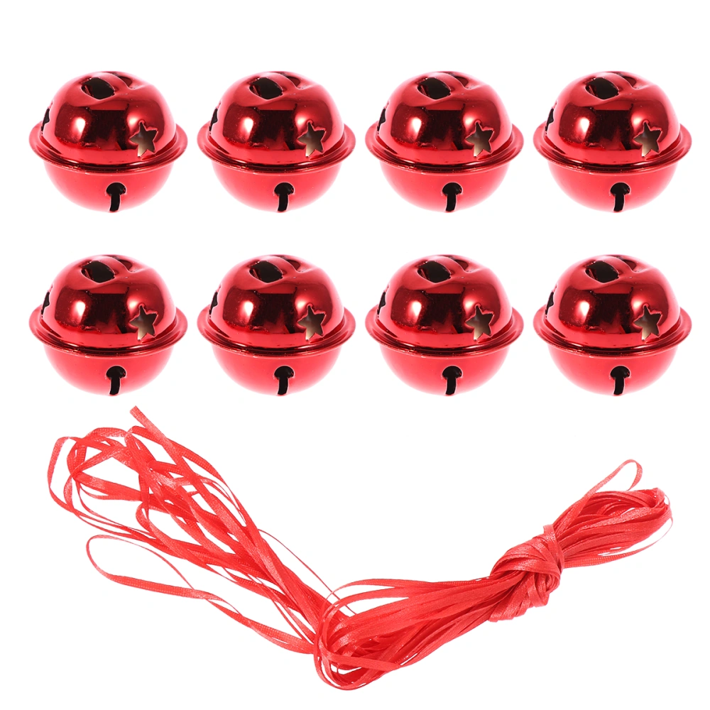 21Pcs Five-point Star Christmas Bells Mini Creative Shiny Rattle Bells Handmade Small Christmas Jingle Bell (20pcs 4cm Red Bells+10m Ribbon)