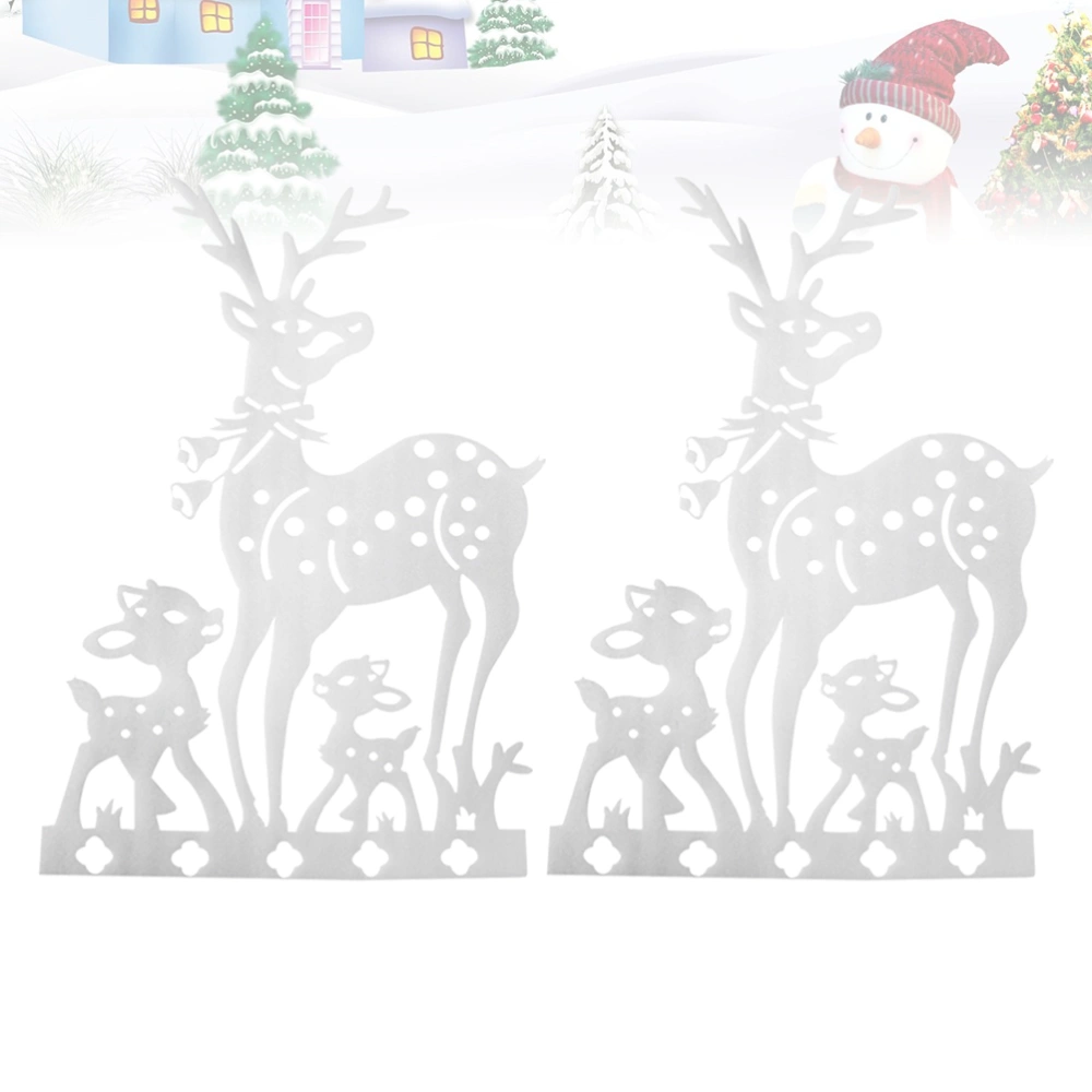 2 Sheets Christmas Glass Window Decor Fake Stereoscopic Elk Ornaments Snow Scene Layout Decorative Props for Christmas Shopping Mall