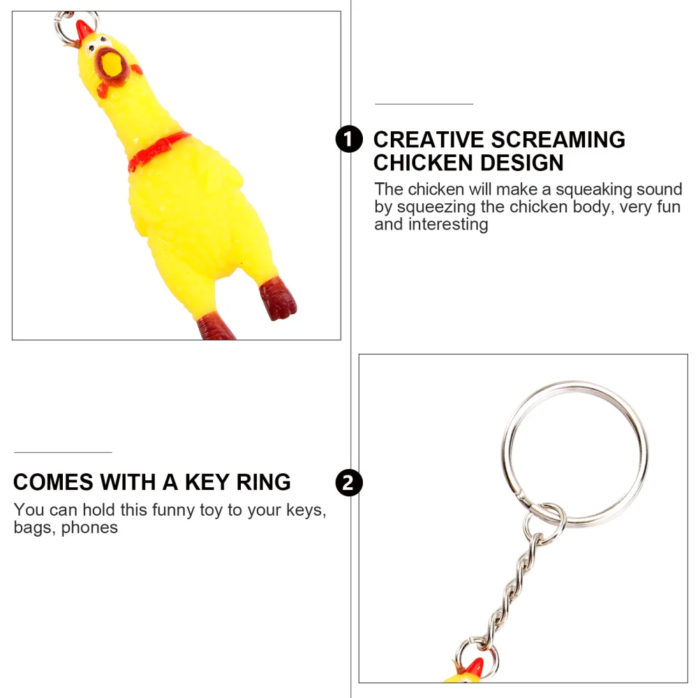 3 Pack Squeeze Screaming Chicken Keychain Funny Yellow Squeaking Chicken Pendant for Keys Bags Phones