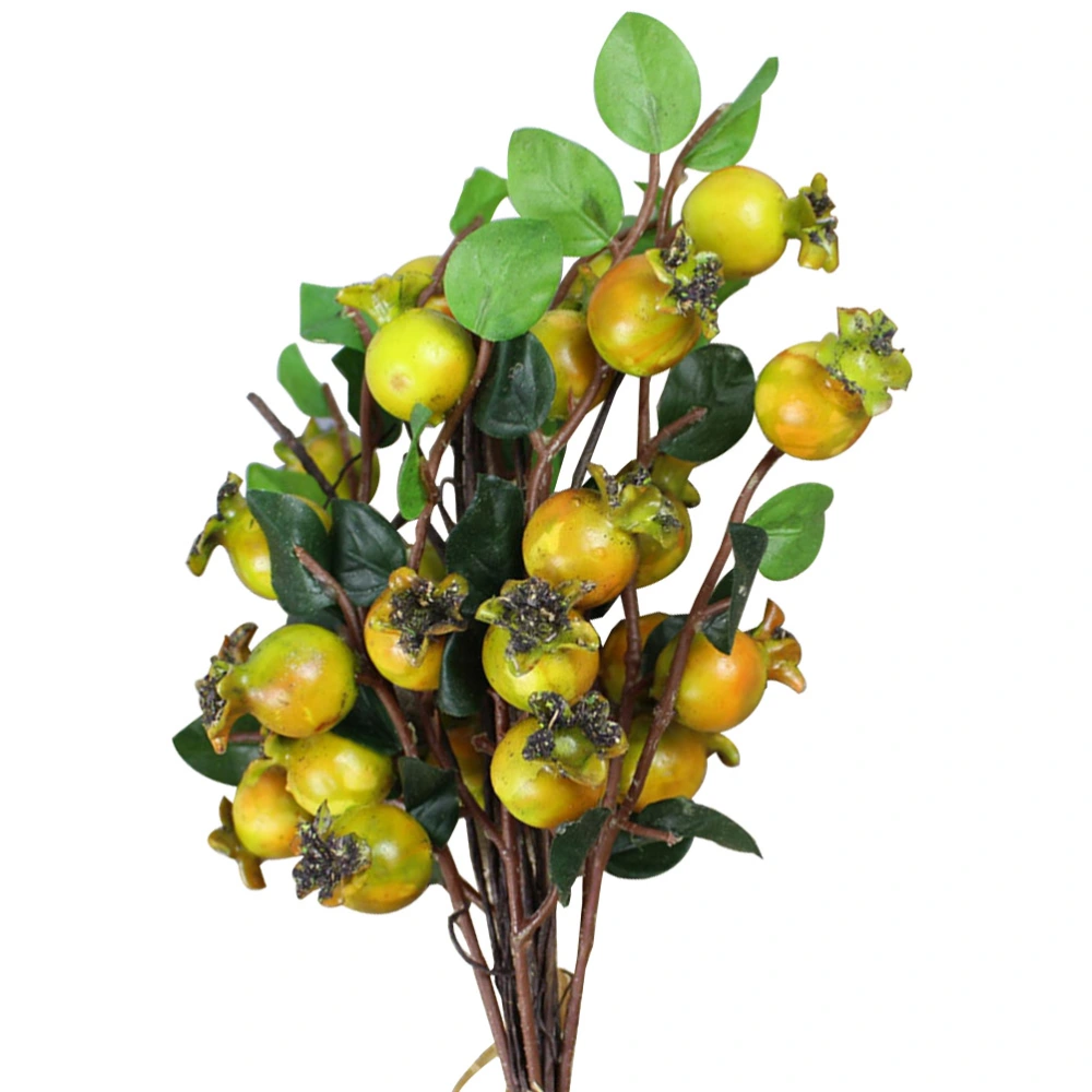 Group of 6 Artificial Rosehip Berries Simulation Pomegranate Bouquet Fruit Floral Accessories (Green)