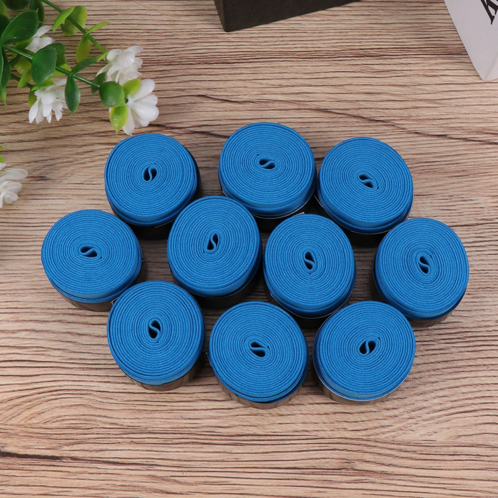 10pcs Blue Racket Grip Anti Perforated Super Absorbent Tennis Squash Racket Badminton Overgrip Sweat Band