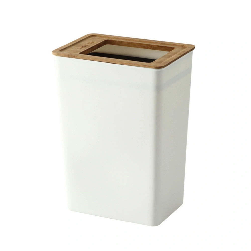 Minimalist Trash Bins Practical Waste Container Kitchen Bathroom Trash Basket with Wooden Lid Size S