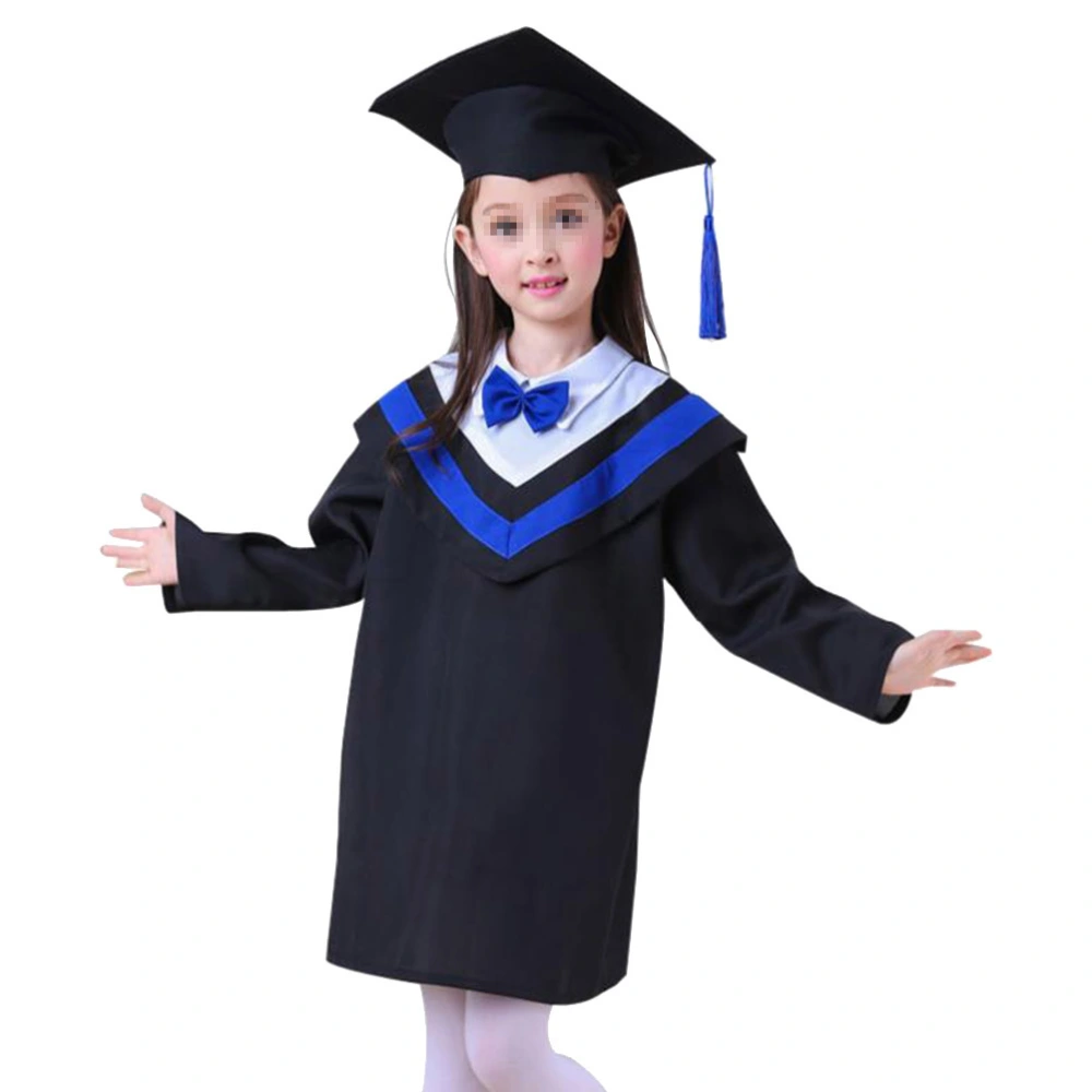 Kids Graduation Gown and Tassel Set for Cosplay Photography Performance Kindergarten (Blue, Suitable Height 140cm)