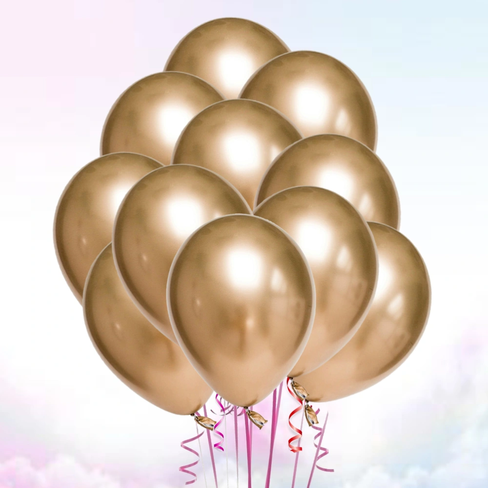 50pcs 10 Inches Latex Thicken Balloons Metallic Color Party Ornaments Supplies (Golden)