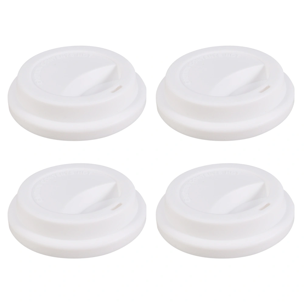 4pcs Silicone Coffee Mug Lids Reusable Travel Cup Covers Dustproof Coffee Cup Lid (White)