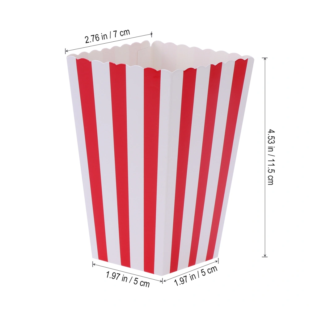 48pcs Popcorn Carton Rugby Stripe Wave Dot Pattern Decorative Dinnerware for Birthday Parties / Baby Showers / Graduations (Red)