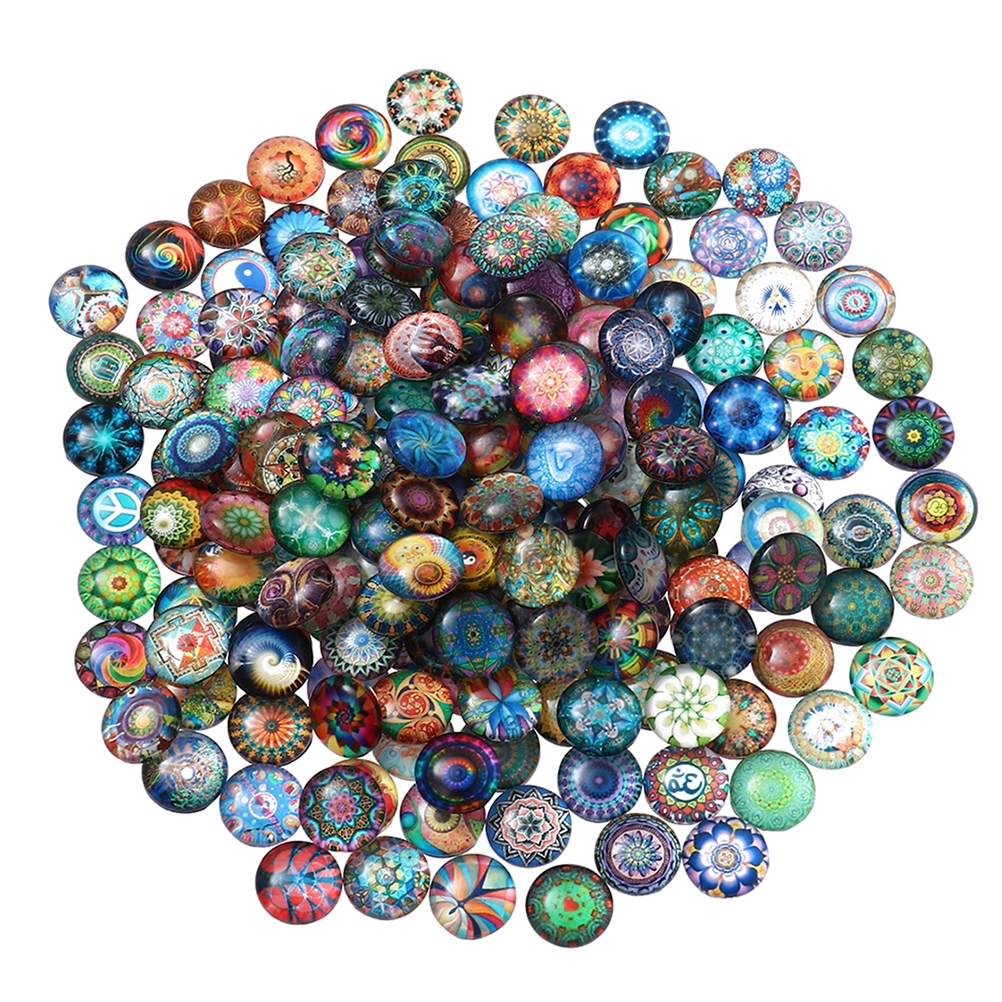 100pcs 12mm Mixed Round Mosaic Tiles for Crafts Glass Mosaic Supplies for Jewelry Making