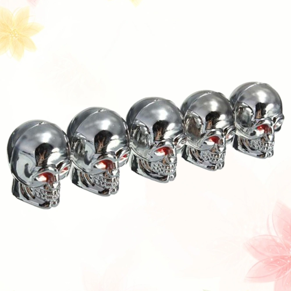 10pcs Fashion Skull Tyre Air Stem Caps Dust Cover for Bike Car Truck (Silver)