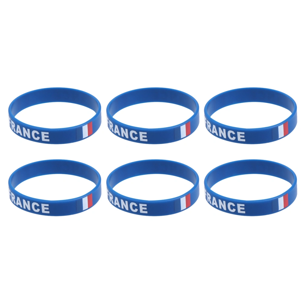 10 Pcs Flag Printed Country Silicone Wristband Fashion Sports Bracelet Hand Ring  Wristband for Sports Game Football Match(France)