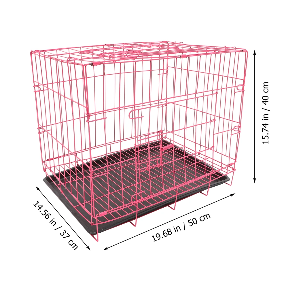 Folding With Toilet Dog Cage Teddy Poodle Small And Medium Dog Cat Cage Rabbit Cage Pet Cage(Pink)