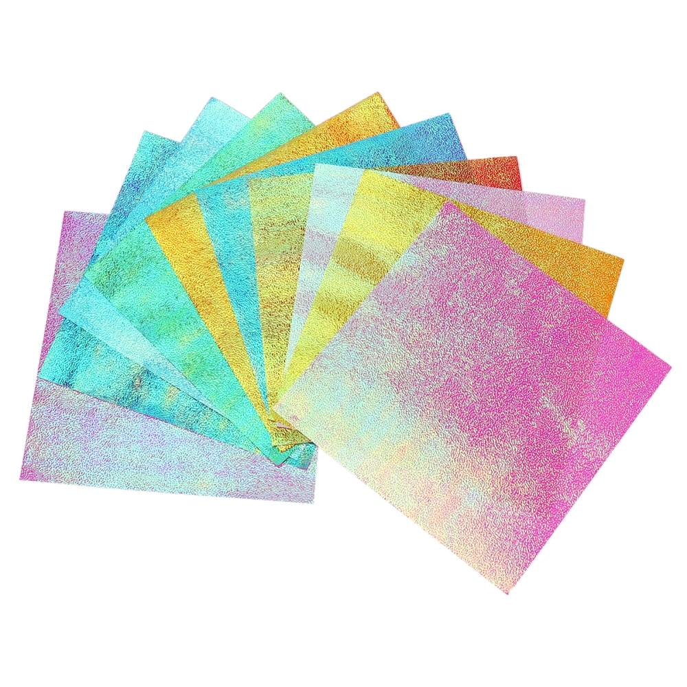 50pcs Iridescent Paper Square Shiny Folding Paper DIY Handcraft Paper for Paper Crane Paper Cuts (15cm, 10 Colors)