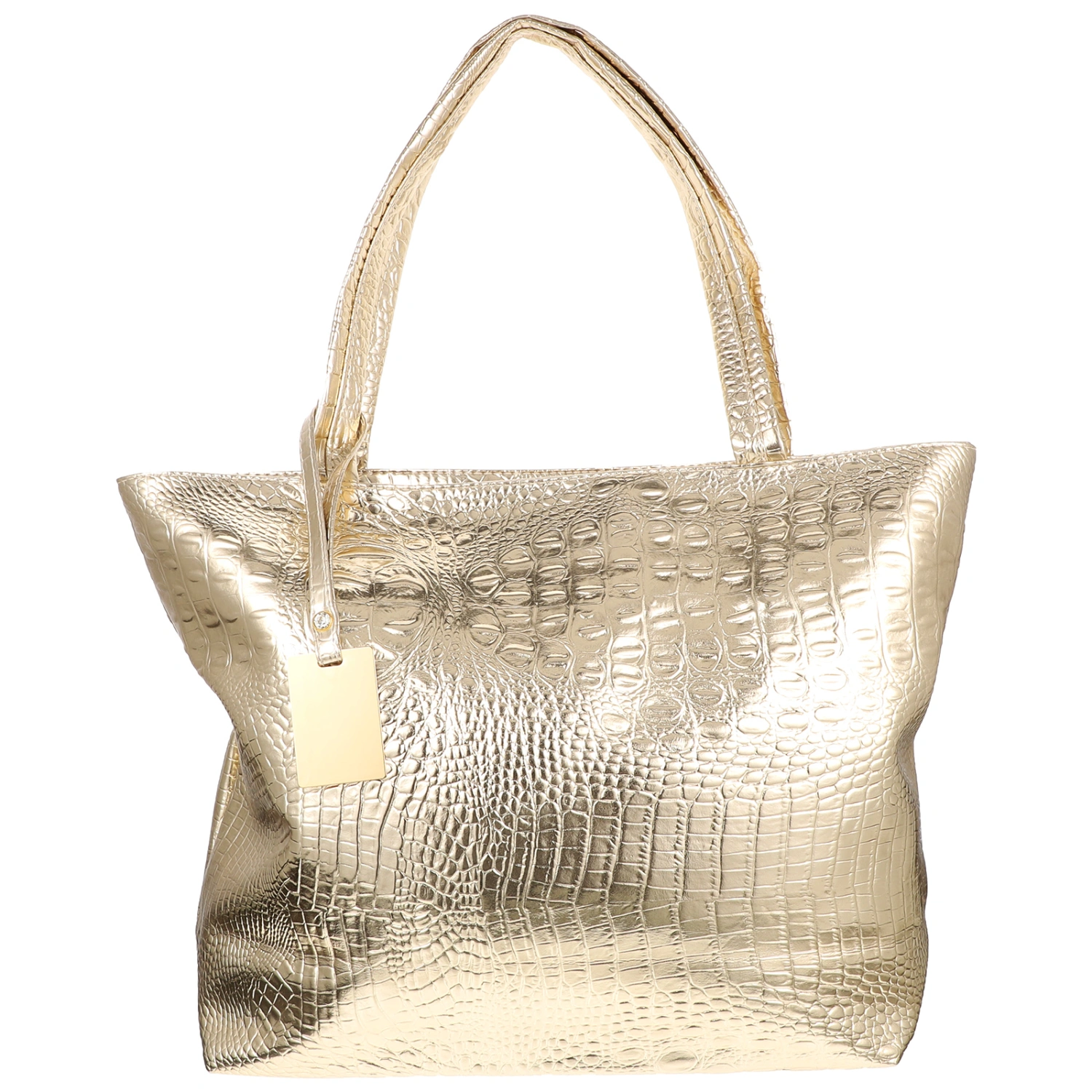 1pc Large Capacity Women Handbag Shoulder Shopping Bag Fashion Tote Bag for School Work Golden