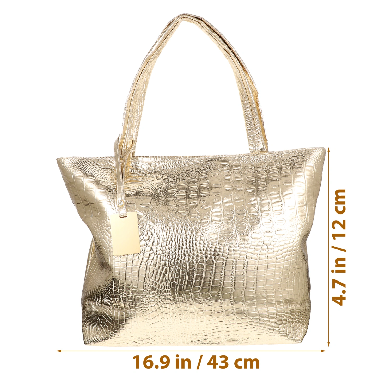 1pc Large Capacity Women Handbag Shoulder Shopping Bag Fashion Tote Bag for School Work Golden