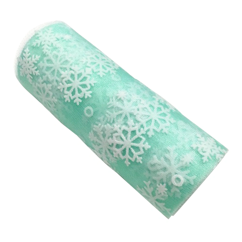 15cm 10Yards Christmas Snowflake Tulle Roll Glittering Organza Gauze Snowflake Ribbon for Christmas Decoration Gift Wrapping Party Decoration (Green)